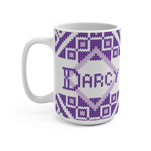 Fair Isle Diamonds Personalized Knitting Mug